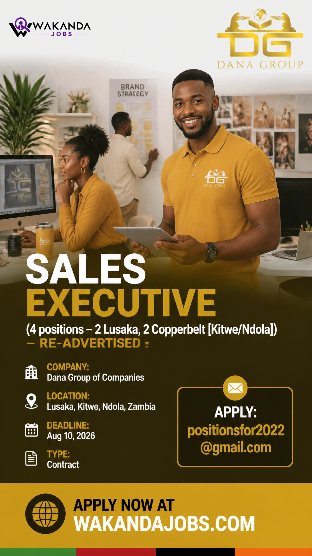 Sales Executive (4 positions – 2 Lusaka, 2 Copperbelt [Kitwe/Ndola]) – Re-advertised